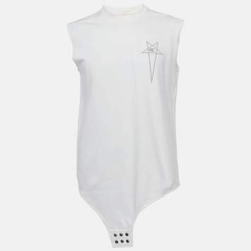 Pre Owned Rick Owens X Champions Off-White Embroidered Cotton Tank Top L