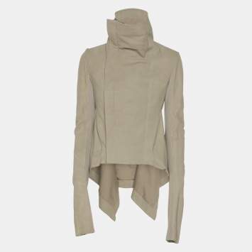 Pre Owned Rick Owens Grey Suede Cropped Jacket S