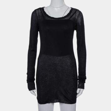 Pre Owned Rick Owens Black Knit Forever Tunic Top M