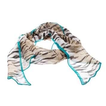 Pre Owned Roberto Cavalli Beige Animal Print Chiffon Accented Border Detail Scarf 