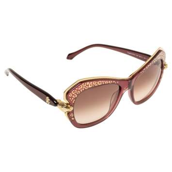 Pre Owned Roberto Cavalli Purple Gradient Taygeta RC981S Cat Eye Sunglasses