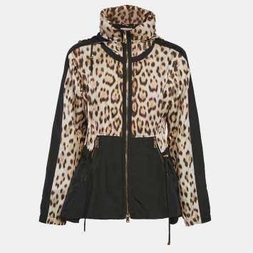 Pre Owned Roberto Cavalli Black Jaguar Print Synthetic Heritage Jacket M