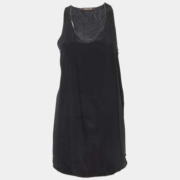Pre Owned Roberto Cavalli Black Silk Bead Detail Sleeveless Top M