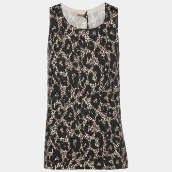 Pre Owned Roberto Cavalli Multicolor Animal Print Wool Blend Sleeveless Tops M