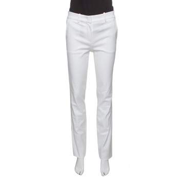 مملوكة مسبقًا Roberto Cavalli Firenze White Cotton High Waist Straight Fit Pants S