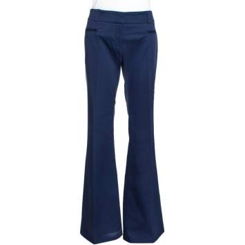 Pre Owned Roberto Cavalli Dark Blue Stretch Cotton Bootcut Trousers L