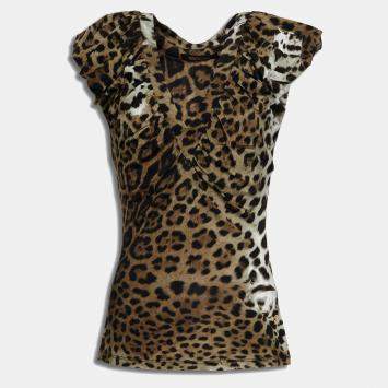 Pre Owned Roberto Cavalli Brown Animal Print Jersey Top M (IT 42)