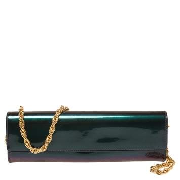 Pre Owned Roberto Cavalli Metallic Purple/Green Patent Leather Clutch