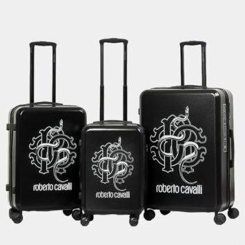 Pre Owned Roberto Cavalli Black Lightweight Spinner Suitcase Set