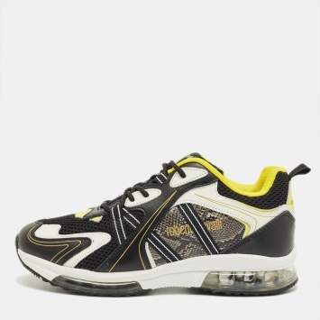 Pre Owned Roberto Cavalli Multicolor Leather and Mesh Low Top Sneakers Size 38