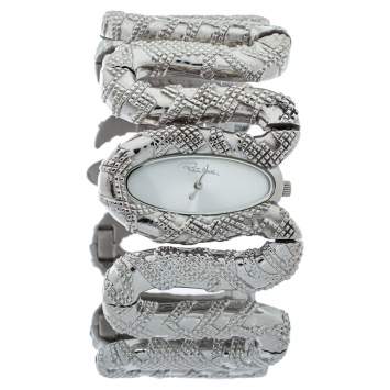 Pre Owned Roberto Cavalli Silver Stainless Steel Cleopatra R7253195515 Women's Wristwatch 40 MM