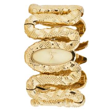 Pre Owned Roberto Cavalli Yellow Gold Plated Stainless Steel Cleopatra R7253195517 Women's Wristwatch 40 mm