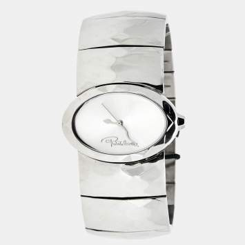 Pre Owned Roberto Cavalli Silver Stainless Steel Multiface R7253133515 Women's Wristwatch 36 mm