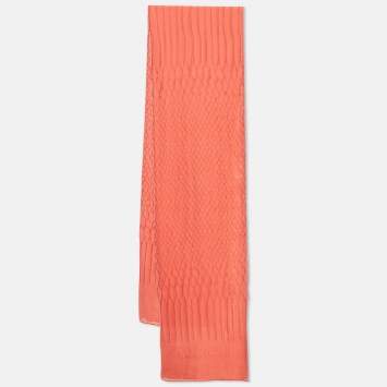 Pre Owned Roberto Cavalli Pink Snake Skin Patterned Silk Scarf 
