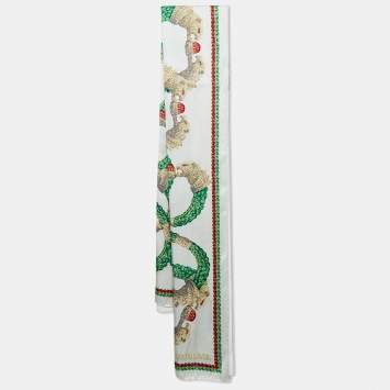 Roberto Cavalli White Glittered Print Satin Silk Scarf