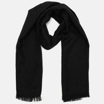 Pre Owned Roberto Cavalli Black Wool Scarf 