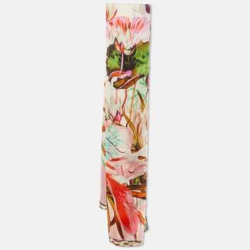 Pre Owned Roberto Cavalli Multicolor Floral Print Silk Stole 