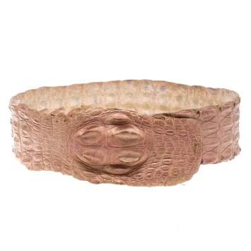 Pre Owned Roberto Cavalli Pink Crocodile Back Horn Waist Belt M 