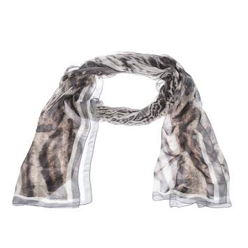 مملوكة مسبقًا Roberto Cavalli Grey Animal Print Silk Scarf