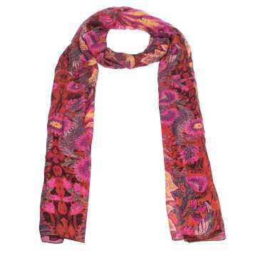 Pre Owned Roberto Cavalli Pink Abstract Floral Foil Printed Silk Stole 