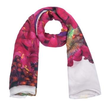 Pre Owned Roberto Cavalli Mauve Floral Printed Silk Scarf 
