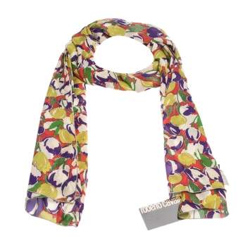 Pre Owned Roberto Cavalli Multicolor Abstract Floral Print Silk Scarf