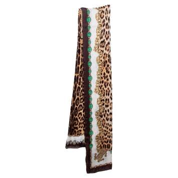 Pre Owned Roberto Cavalli Animal & Jewel Print Silk Scarf