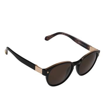 Pre Owned Roberto Cavalli Black/ Brown RC956S Round Sunglasses