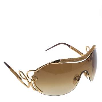 Pre Owned Roberto Cavalli Gold/ Brown Gradient 392S Lacedemone Shield Sunglasses