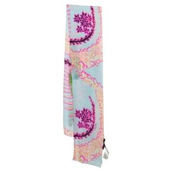 Pre Owned Roberto Cavalli Multicolor Floral Print Silk Scarf
