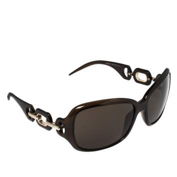 Pre Owned Roberto Cavalli Brown & Gold Tone/ Brown 516S Rectangle Sunglasses