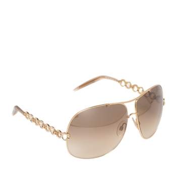 Pre Owned Roberto Cavalli Gold/Brown Telefo 374S  Aviator Sunglasses