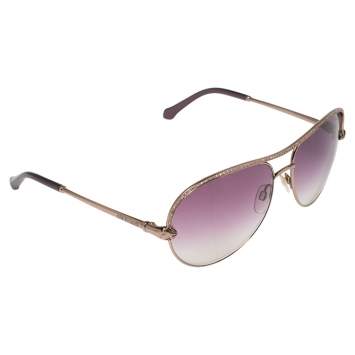 Pre Owned Roberto Cavalli Gold/Burgundy Vega 1011 Aviator Sunglasses