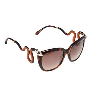 Pre Owned Roberto Cavalli Brown Havana/ Brown Gradient 1038 Castelnuovo Square Sunglasses