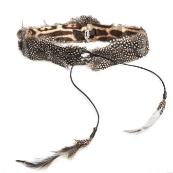 Pre Owned Roberto Cavalli Brown Feather And Leather Tie Up Waist Belt