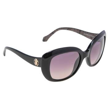 Pre Owned Roberto Cavalli Black Alula 828S Rectangle Sunglasses