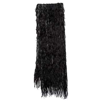 Pre Owned Roberto Cavalli Black Leopard Print Silk Fringed Scarf