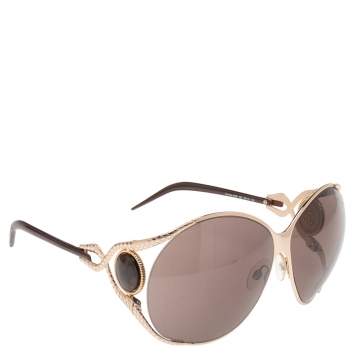 Pre Owned Roberto Cavalli Brown Corniola 445S Oversized Sunglasses