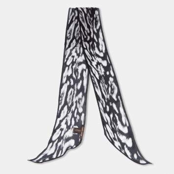 Pre Owned Roberto Cavalli Monochrome Animal Print Silk Bandeau