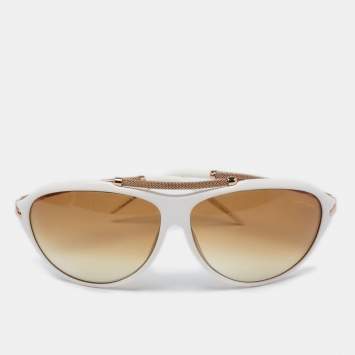 Pre Owned Roberto Cavalli White 401S Gradient Oval Sunglasses