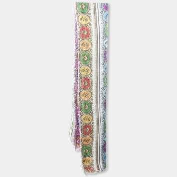 Pre Owned Roberto Cavalli Multicolor Printed Cashmere Fringed Scarf 