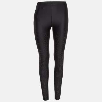 Pre Owned Roberto Cavalli Black Embellished Jersey Leggings S