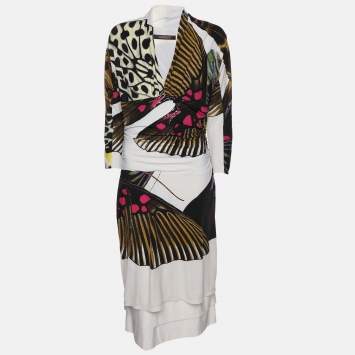 Pre Owned Roberto Cavalli Multicolor Printed Jersey Sheath Dress XL