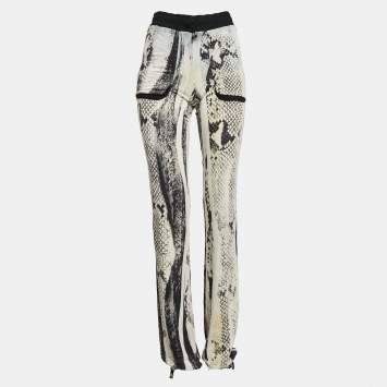 Pre Owned Roberto Cavalli Grey Python Skin Print Jersey Joggers M