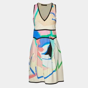 Pre Owned Roberto Cavalli Multicolor Abstract Print Sleeveless Mini Dress M