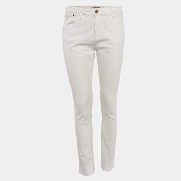 Pre Owned Roberto Cavalli White Denim Skinny Jeans M Waist 30"