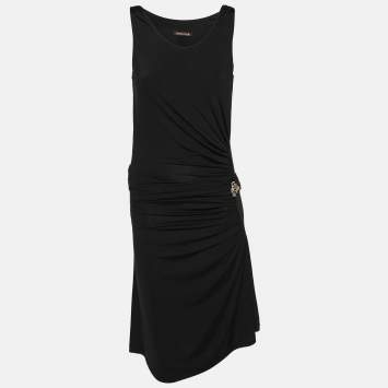 Roberto Cavalli Black Stretch Fabric Embellished Dress S