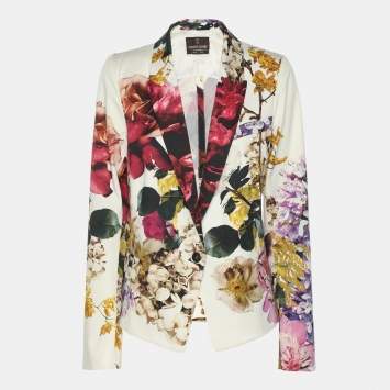 Pre Owned Roberto Cavalli Multicolor Floral Print Blazer M