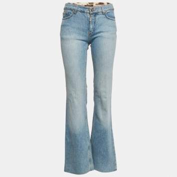 Roberto Cavalli Blue Faded Denim Straight Fit Jeans XS Waist 28"