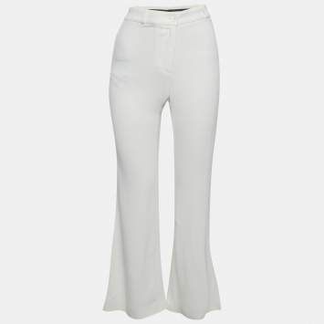 Pre Owned Roberto Cavalli  White Crepe Flared Leg Pants M